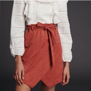 NWT Anthropologie Women’s Petula Sueded Wrap Skirt in Brun Size small